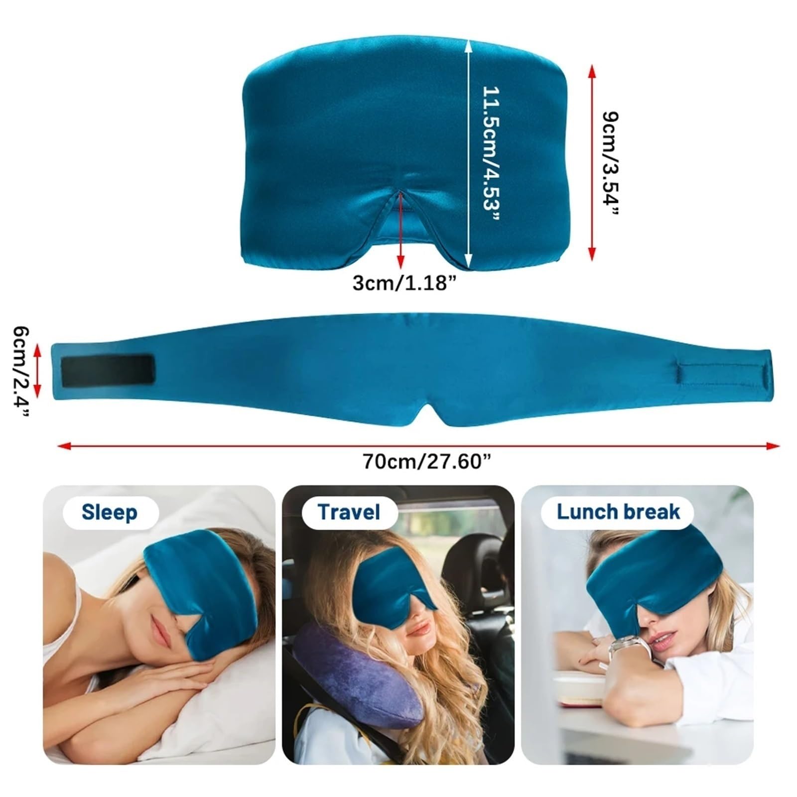 3 stücke Seidensatin Schlafmaske Augenmaske Lichtblockierende Abdeckung Schatten Reise Entspannen Augenklappe Frauen Männer Schlafmittel für Schlaf(Deep Grey)