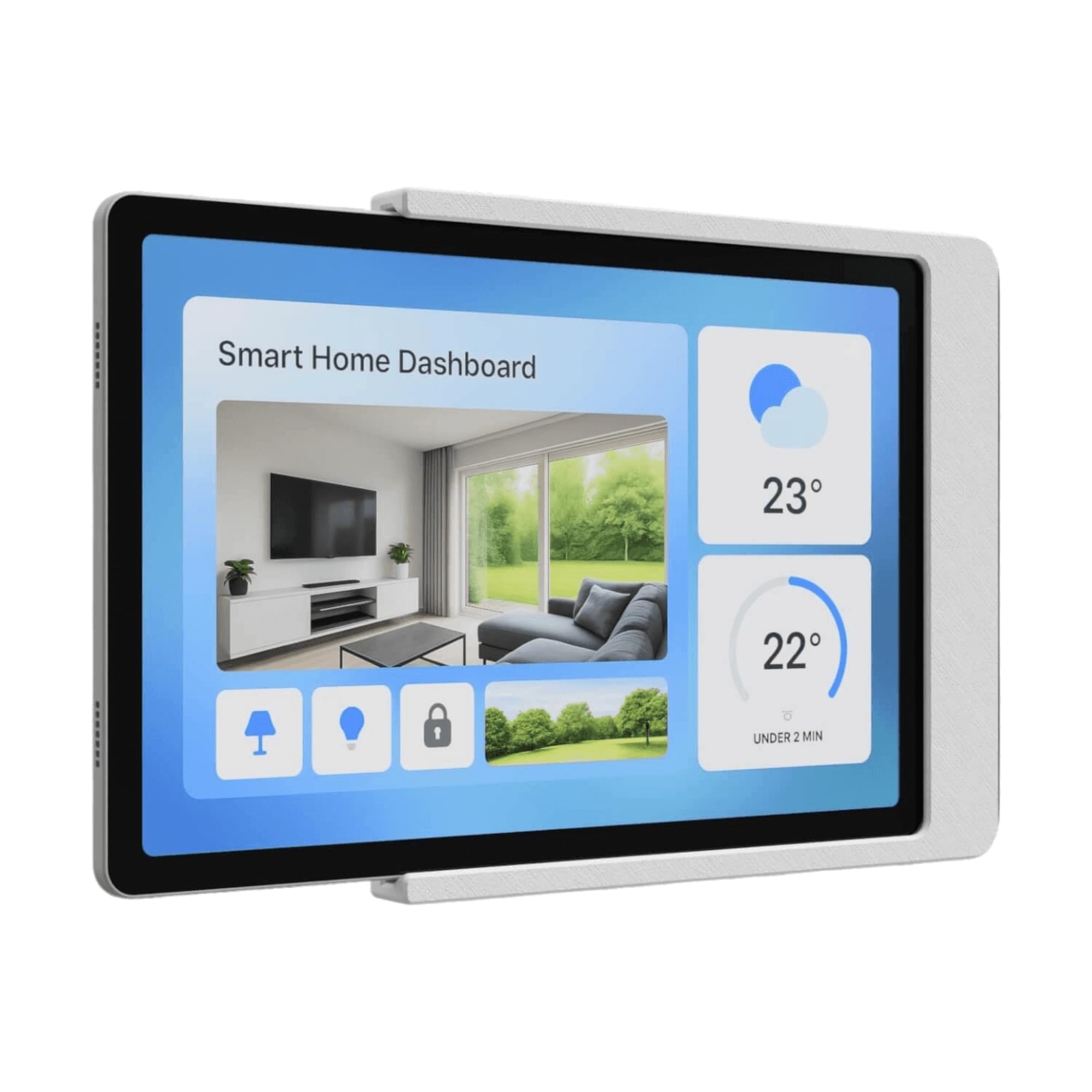 Cleverstation Tablet Wandhalterung für Samsung Galaxy Tab A7 Lite (8,7 Zoll) - Passgenauer & Flacher Slide-in Halter für Smart Home Display & Dashboard mit Kabelführung - Weiß