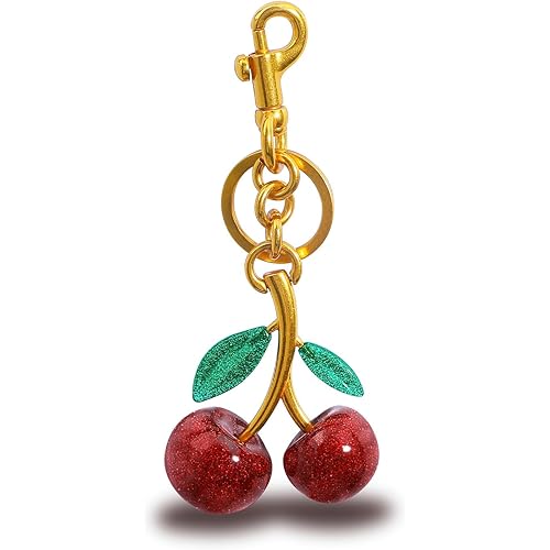 Keychain Cherry Bag Charms Purse: Key Chains Women Cute - Car keyrings leather handbags - Fashion enthusiasts