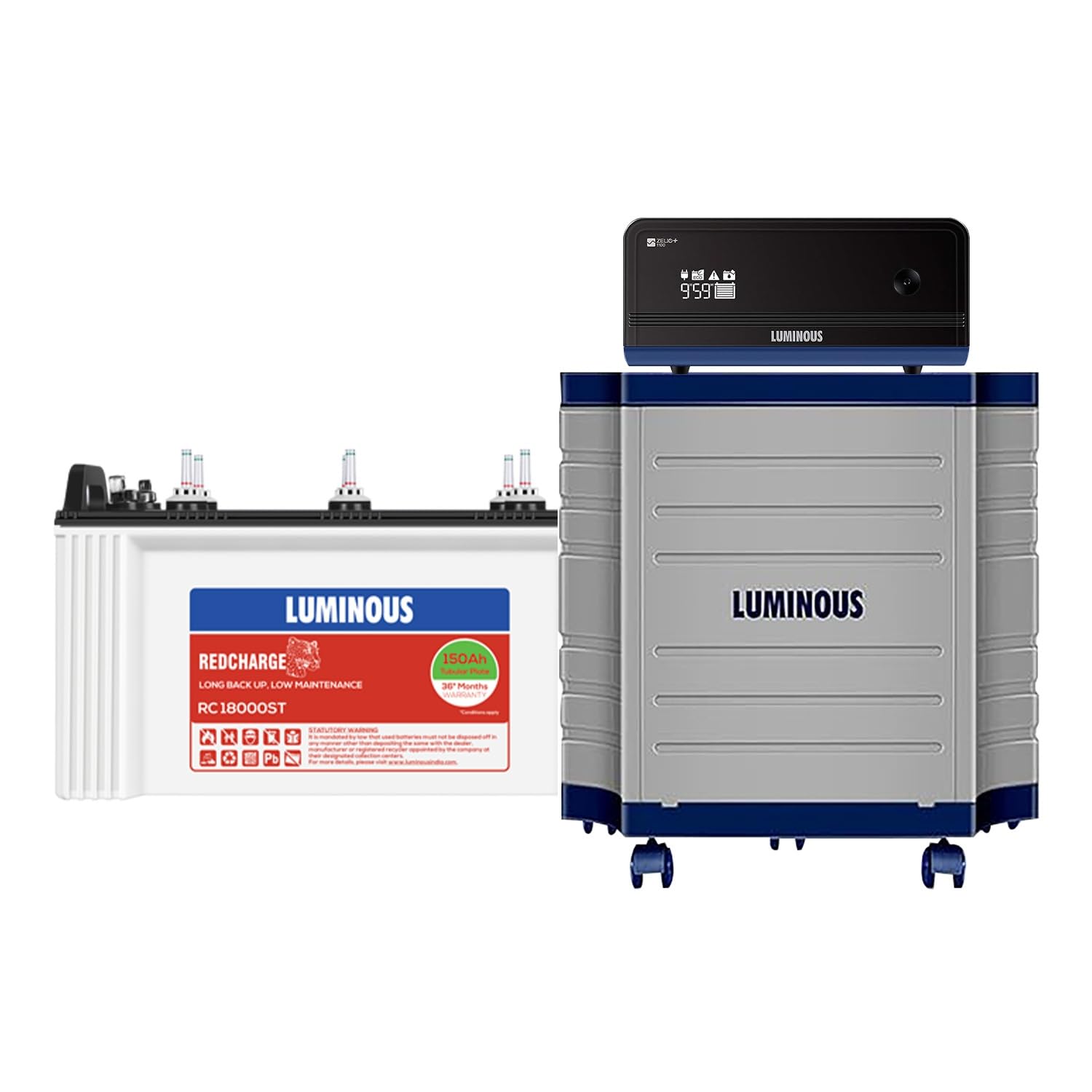 Luminous Inverter & Battery Combo with Trolley for Home, Office & Shops(Zelio+ 1100 Pure Sine Wave Inverter, Red Charge RC 18000ST 150Ah Short Tubular Battery & Trolley)-image-27