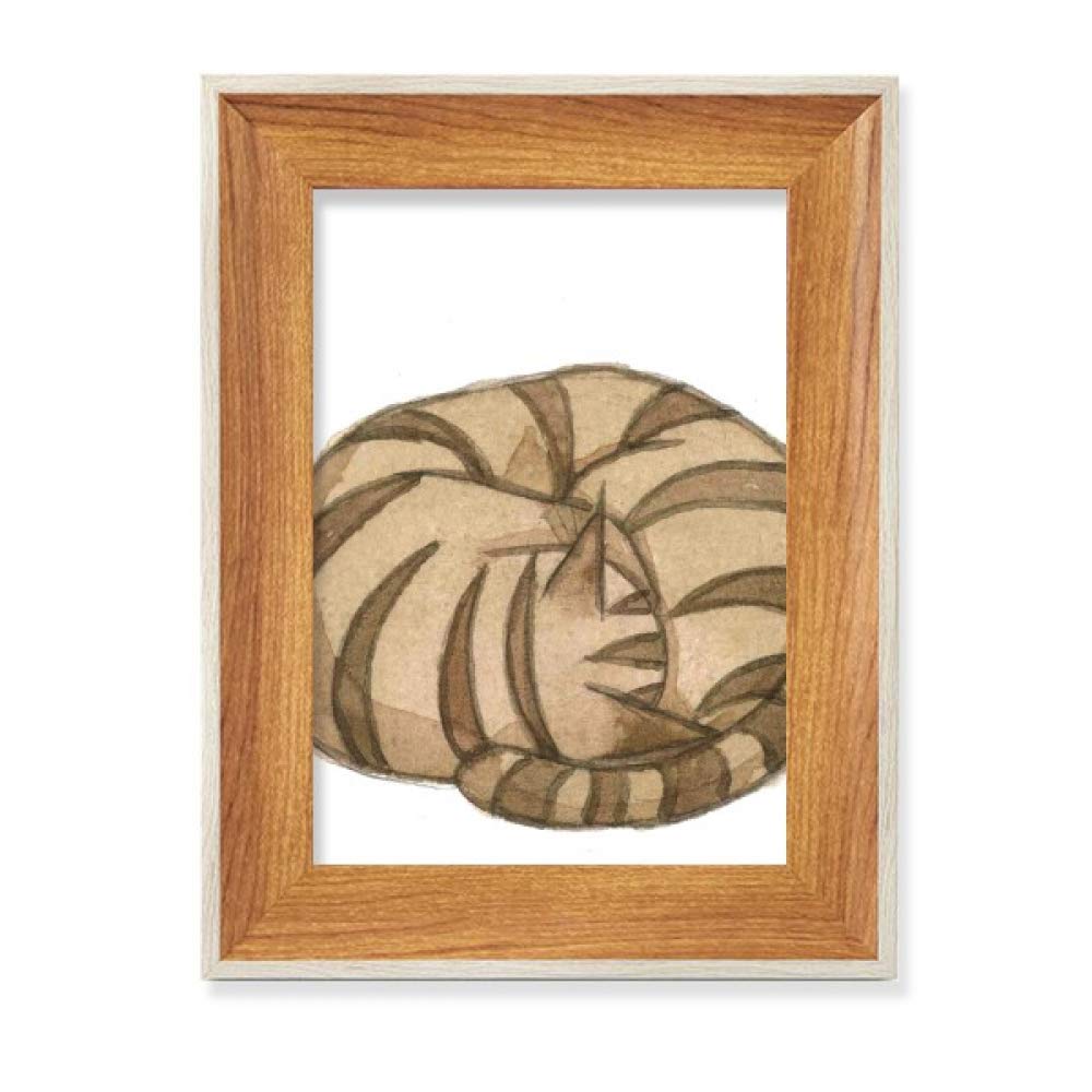 Peinture aquarelle de chat dragon miaoji avec cadre photo en bois