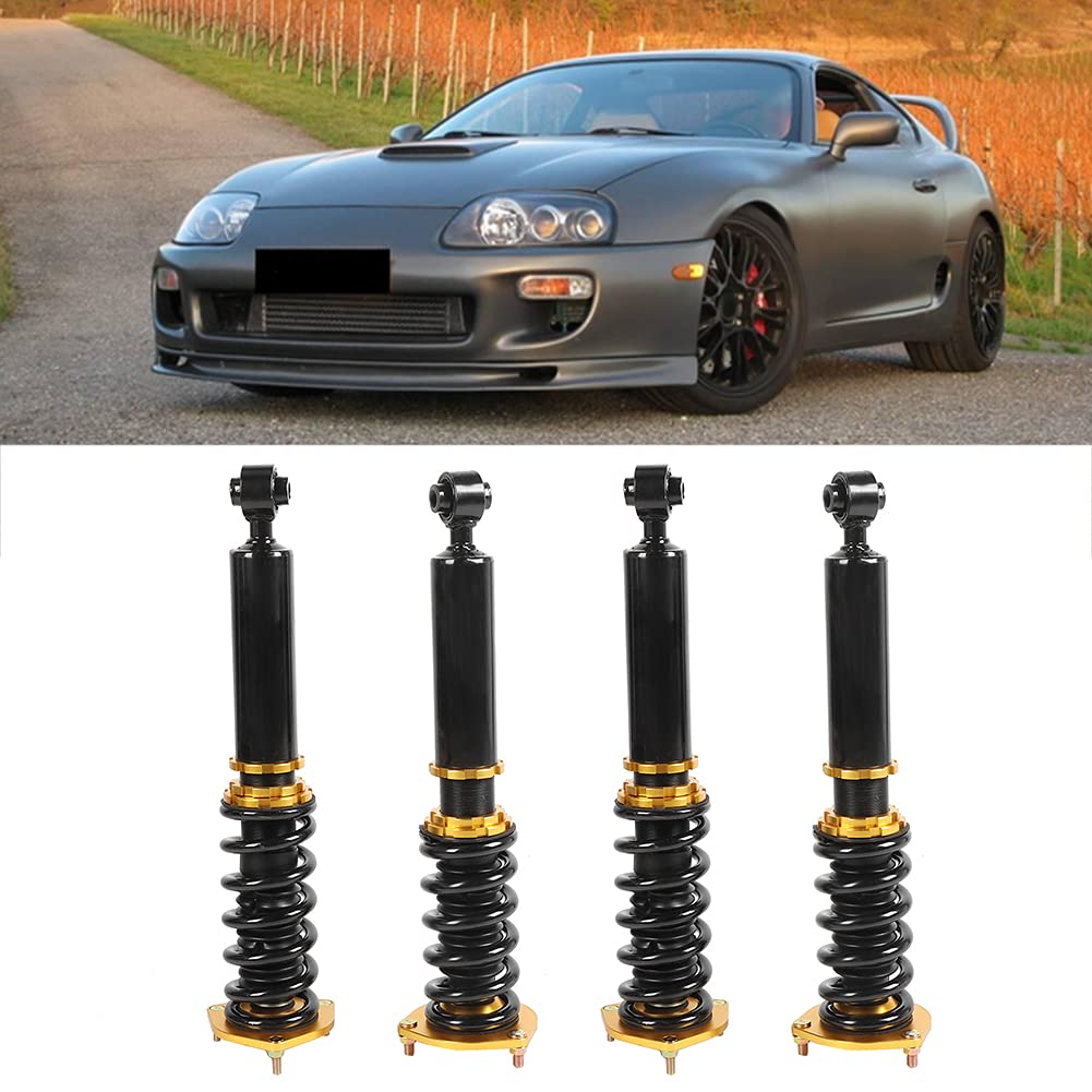 4 szt. Amortyzator Amortyzator Zestaw do Obniżania Zawieszenia Coilover Pasuje do Supra Base Hatchback 2D 3.0L 86-92 z regulacją Wysokości Regulowany Przód Tył w Zestawie a Jest to w Pełni