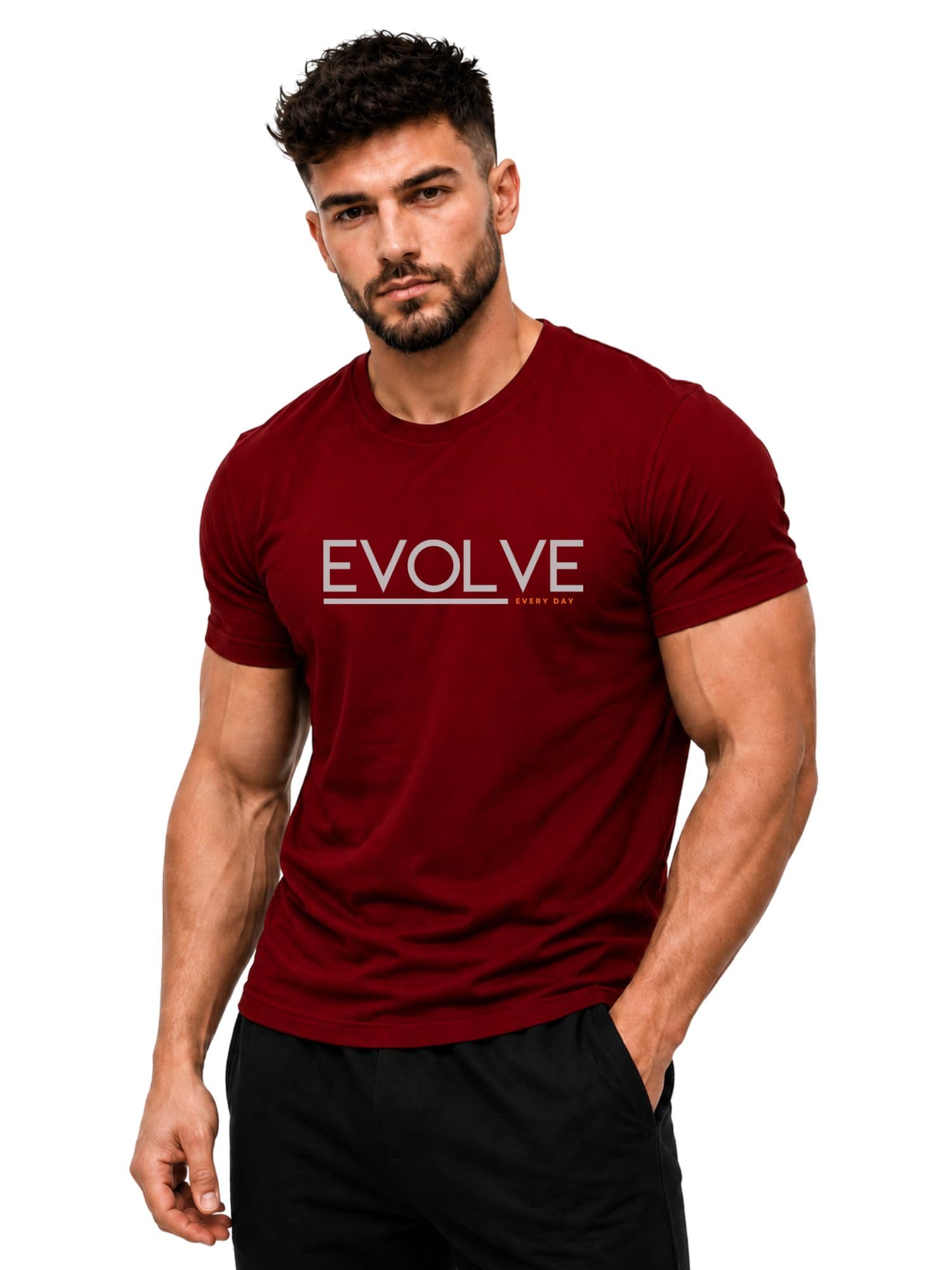 Men's Active Polyester Sports T-Shirt | Quick Dry Moisture Wicking Gym Workout Running Training Round Neck Athletic Tee-Evolve-image-42