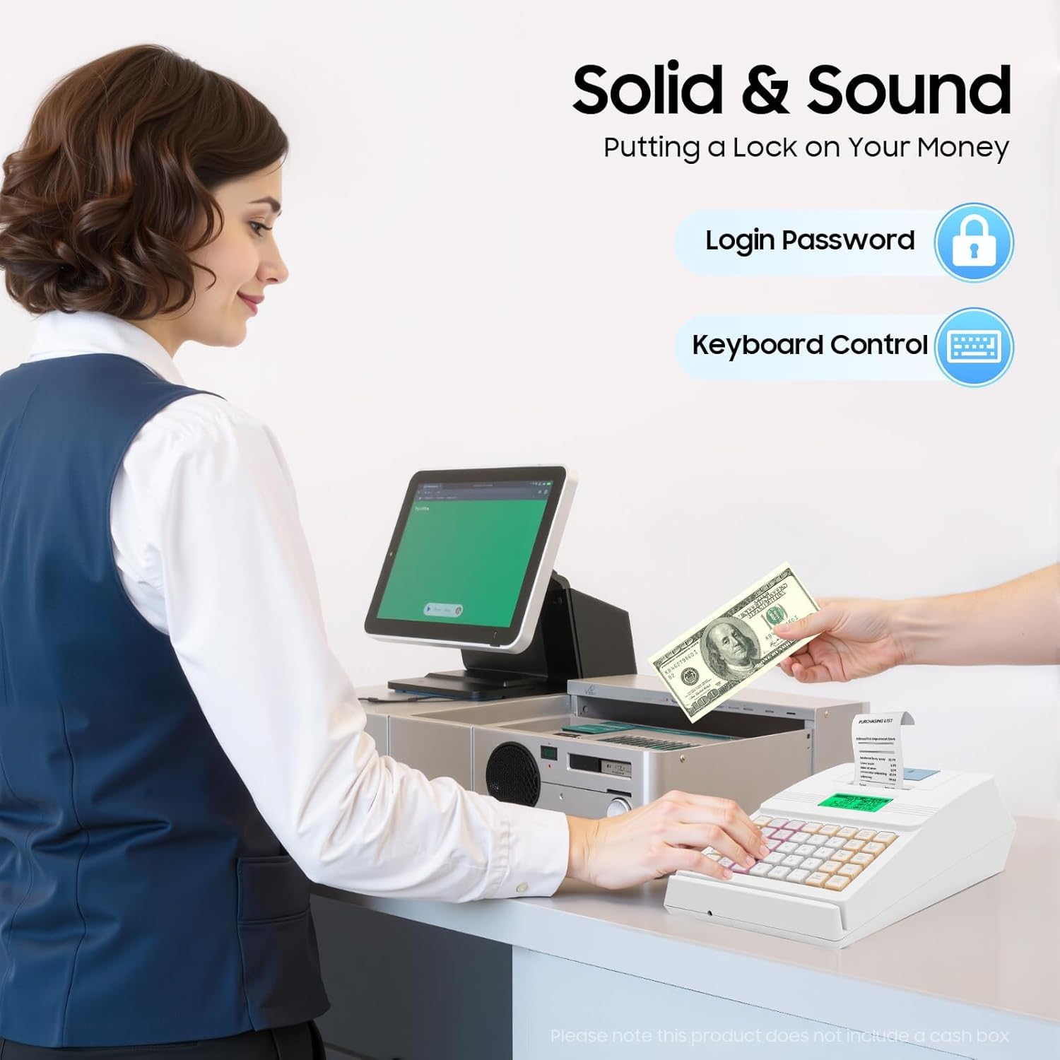 Registratore di Cassa Elettronico per Piccole Imprese, Doppio Display, Scanner Integrato, Stampante Termica Veloce, Soluzione di Cassa Semplice per Negozi E Ristoranti.