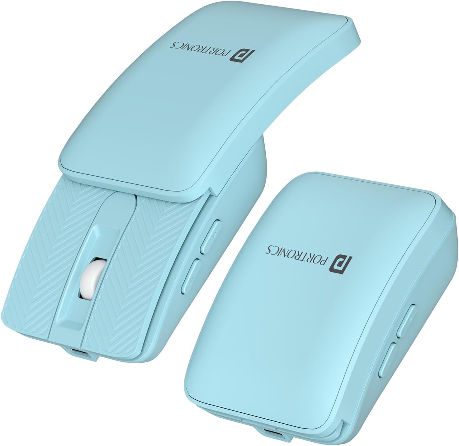 Portronics Toad Fold Wireless Bluetooth Mouse with Dual Wireless (BT + 2.4 GHz), Foldable Mouse, Rechargeable Battery, Multi-Device Pair, Up to 3200 DPI Sensitivity (Sky Blue)