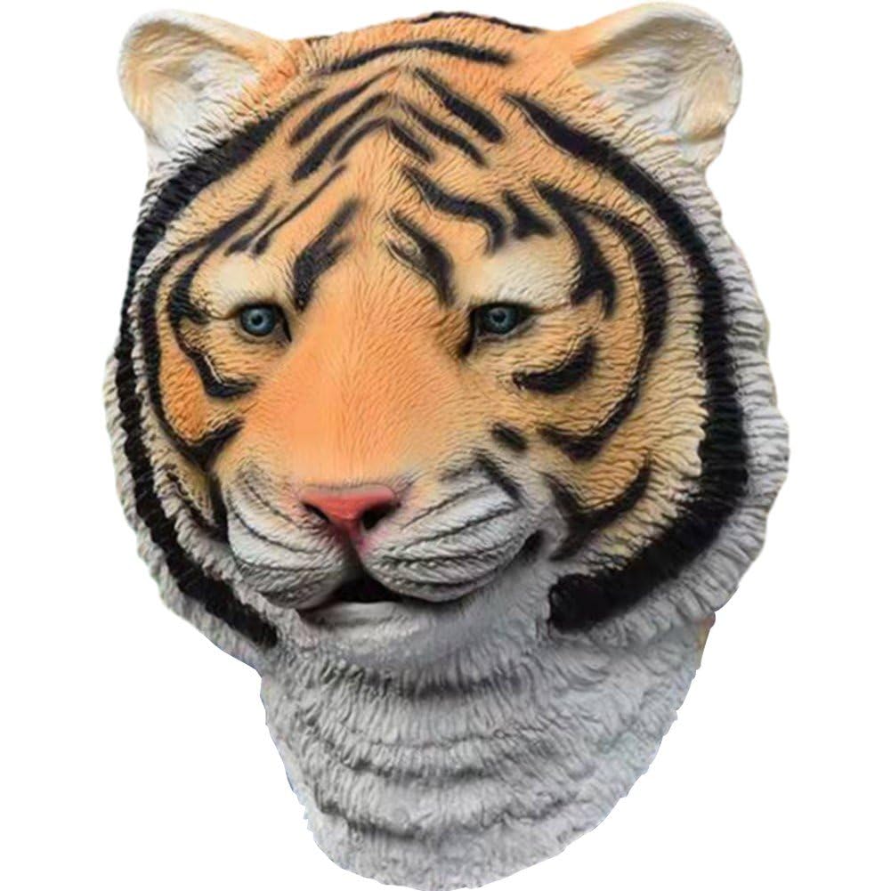 Lpitoy Tiger Mask Headgear Wild Animal Latex Full Head Masks Fancy Dress for Halloween Christmas Carnival Costume Party