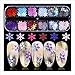 Beauté Maquillage Paillettes Ongles Autocollant Holographique Nailart Paillettes DIY Fille De Noël Ornement Manucure Stickers Décoration 12 Couleur Assortiment Assorti Forme Flocons De Neige,C