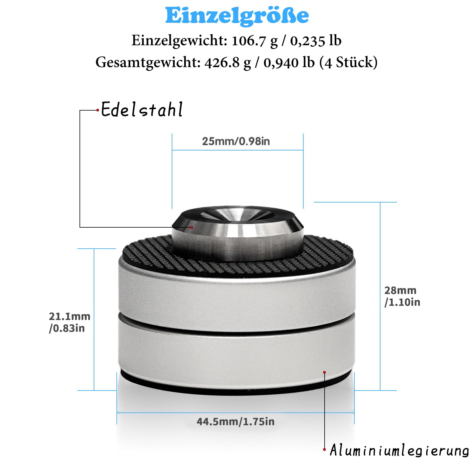 Tertullus 4 Stück Lautsprecher Füße HiFi Shock Absorber Füße Subwoofer Füße Für HiFi Geräte