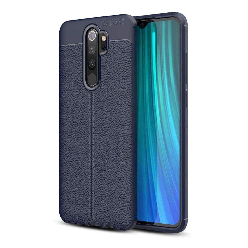 Zore Xiaomi Redmi Note 8 Pro ile Uyumlu Kılıf Niss Deri Görünümlü Silikon Lacivert