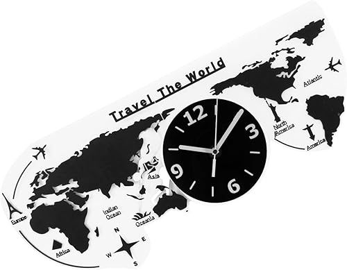 Miniatura 1 de IMIKEYA 1 Unidades de Mapa del Mundo Reloj 3D de la Pared Calcomanía de Mapa del Mundo Mapa del Mundo Mural Mapa del Mundo Etiqueta de Pared Mapa