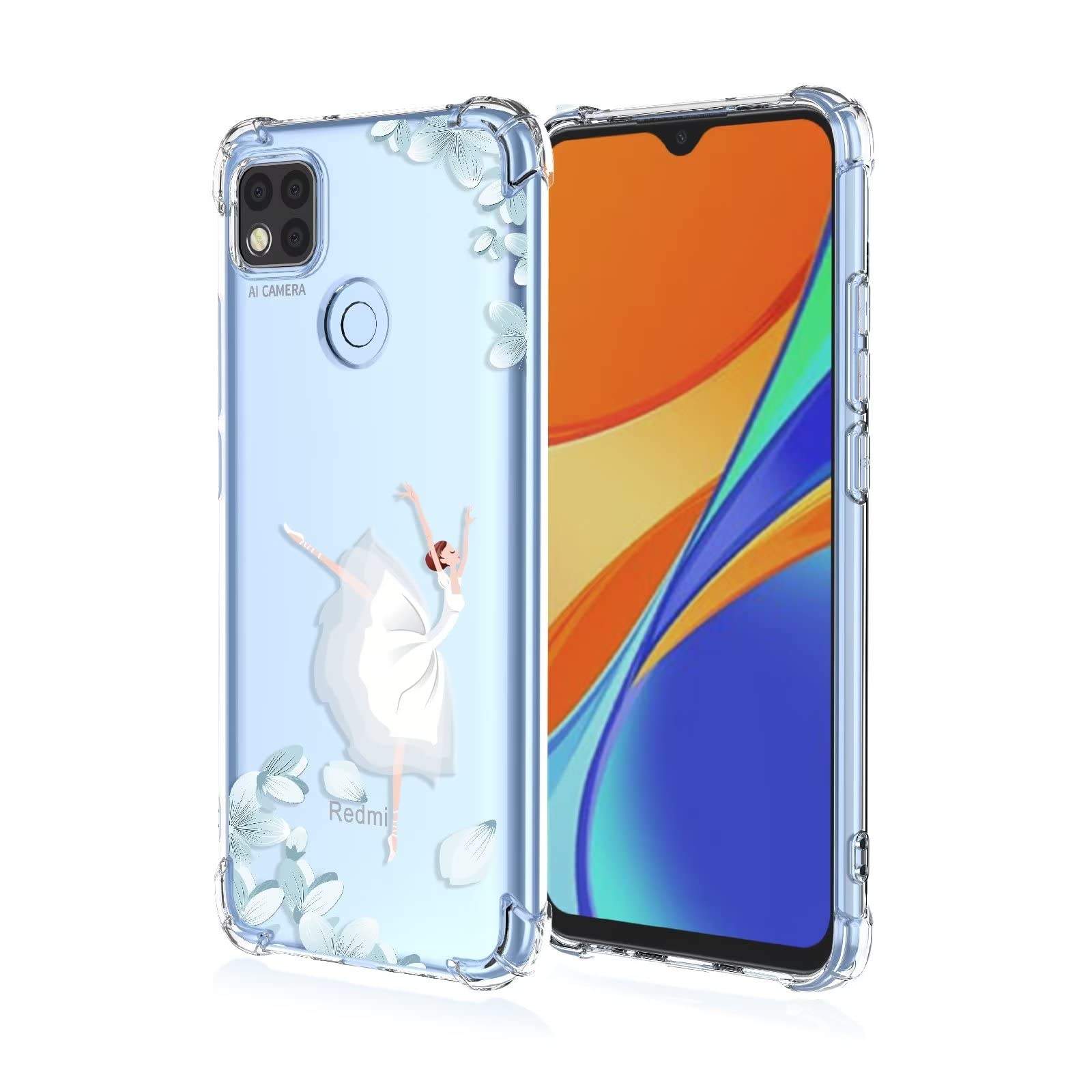 Cover per Xiaomi Redmi 9C/Redmi 10A/Redmi 9 Activ Trasparente con bordi flessibili in TPU gomma morbida e silicone Custodia per Xiaomi Redmi 9C