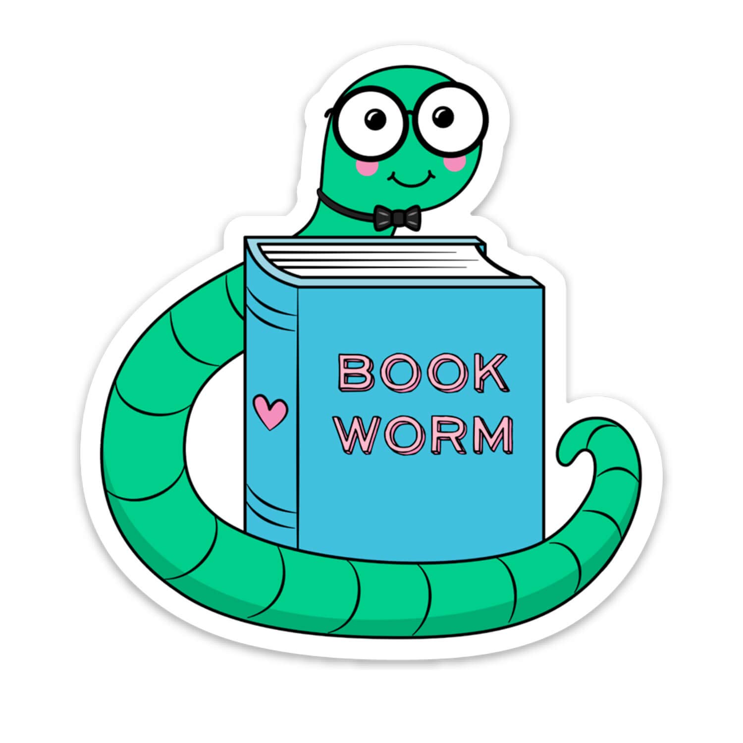 StickeroonieBook Worm Bibliophile Funny Sticker - 4" x 3.8" Vinyl Stickers - Perfect Car Stickers, Laptop Stickers, Water Bottle Stickers, Skateboard Stickers