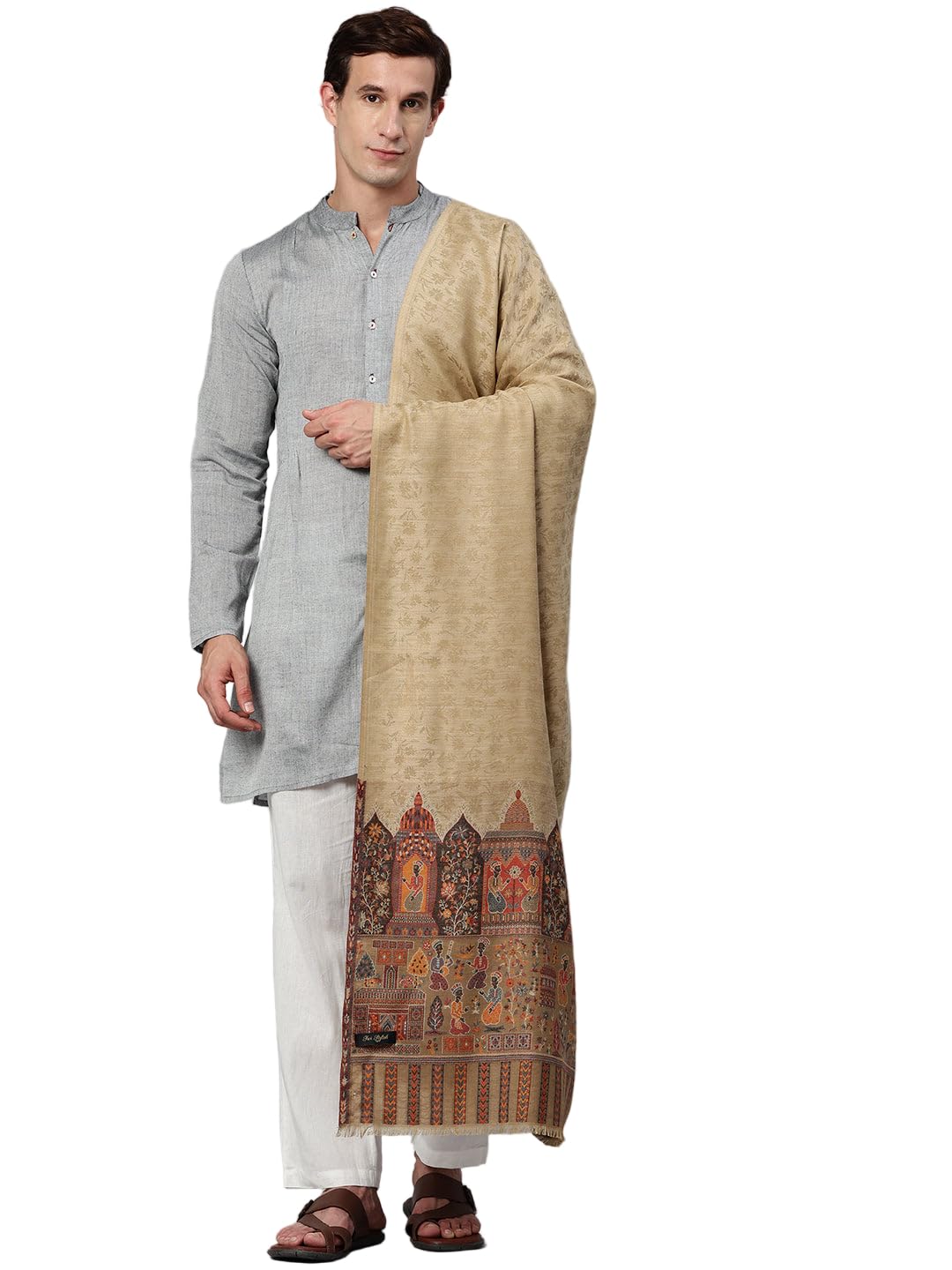 swi with label Men's Kani Woven Design Wool Shawl-picture-12