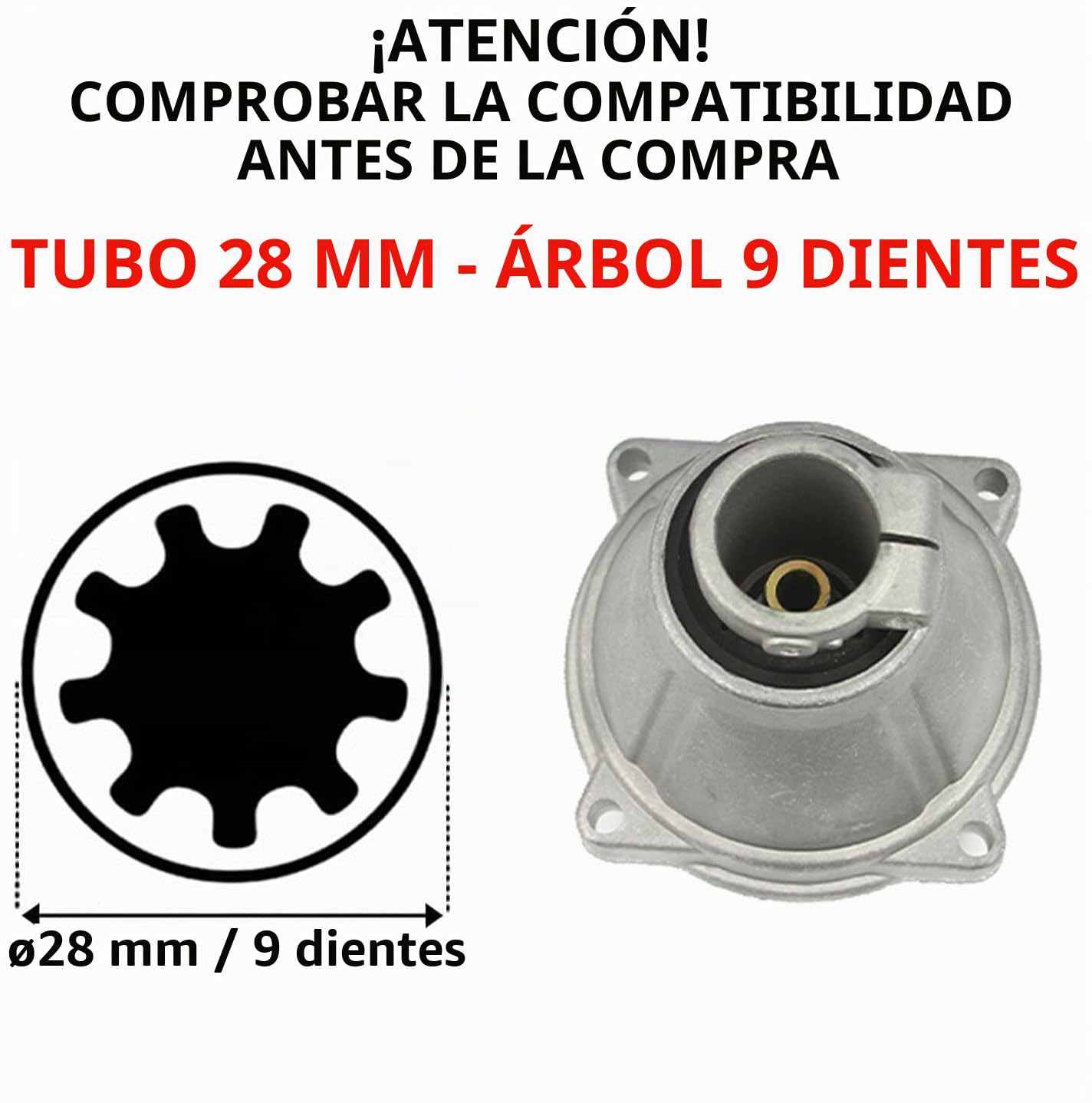 Marpol Kit de campana de embrague para desbrozadora de Ø78 mm Tubo Ø28 mm 9 cavidades dientes
