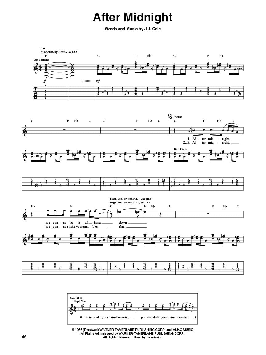 Complete Clapton note for note guitar tab.