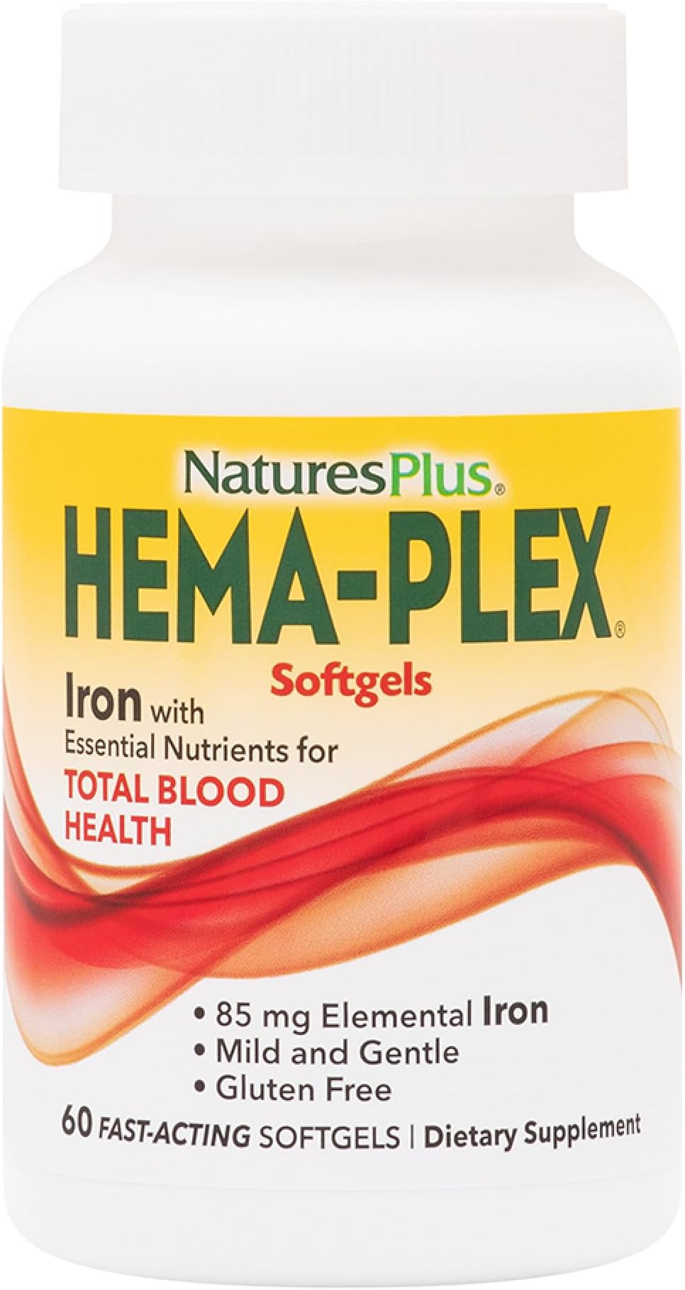 Nature's PlusHema-Plex Iron - 60 Fast-Acting Softgels, Pack of 3 - Elemental Iron + Vitamin C & Bioflavonoids for Healthy Red Blood Cells - Vegan, Gluten Free - 60 Total Servings