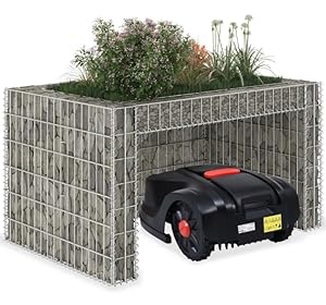 Mähroboter Garage mit Pflanzkasten: Stahldraht Überdachung für Rasenroboter, Hochbeet 110x80x60 cm Stahldraht - Schutz vor Wind & Witterung