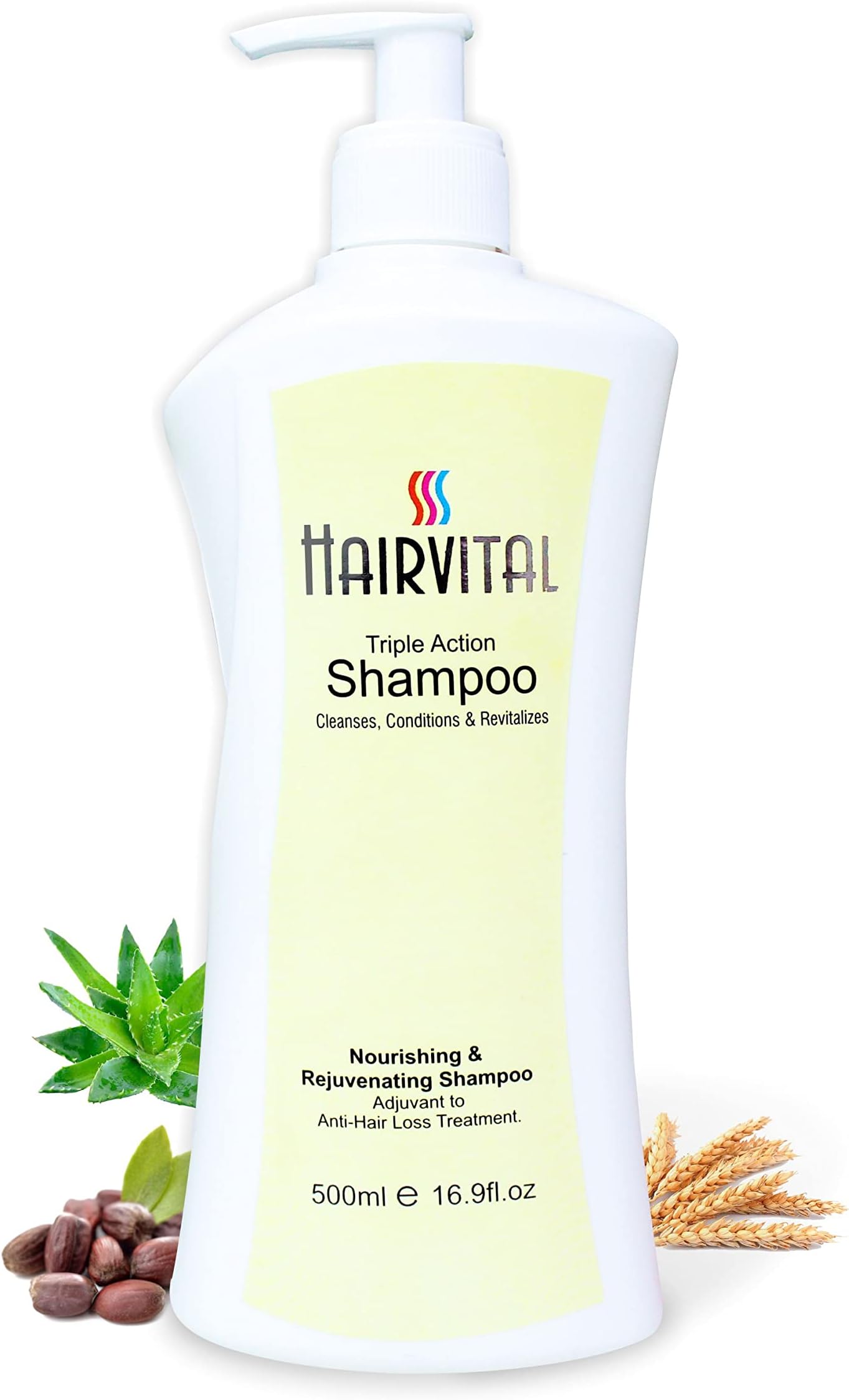 - Triple Action Shampoo 500 ml | Anti Hair Fall Shampoo for Men & Women | With Aloe Vera, Wheat Germ Oil & Vitamins | Nourishing, Cleansing & Revitalizing for Dry & Weak Hair