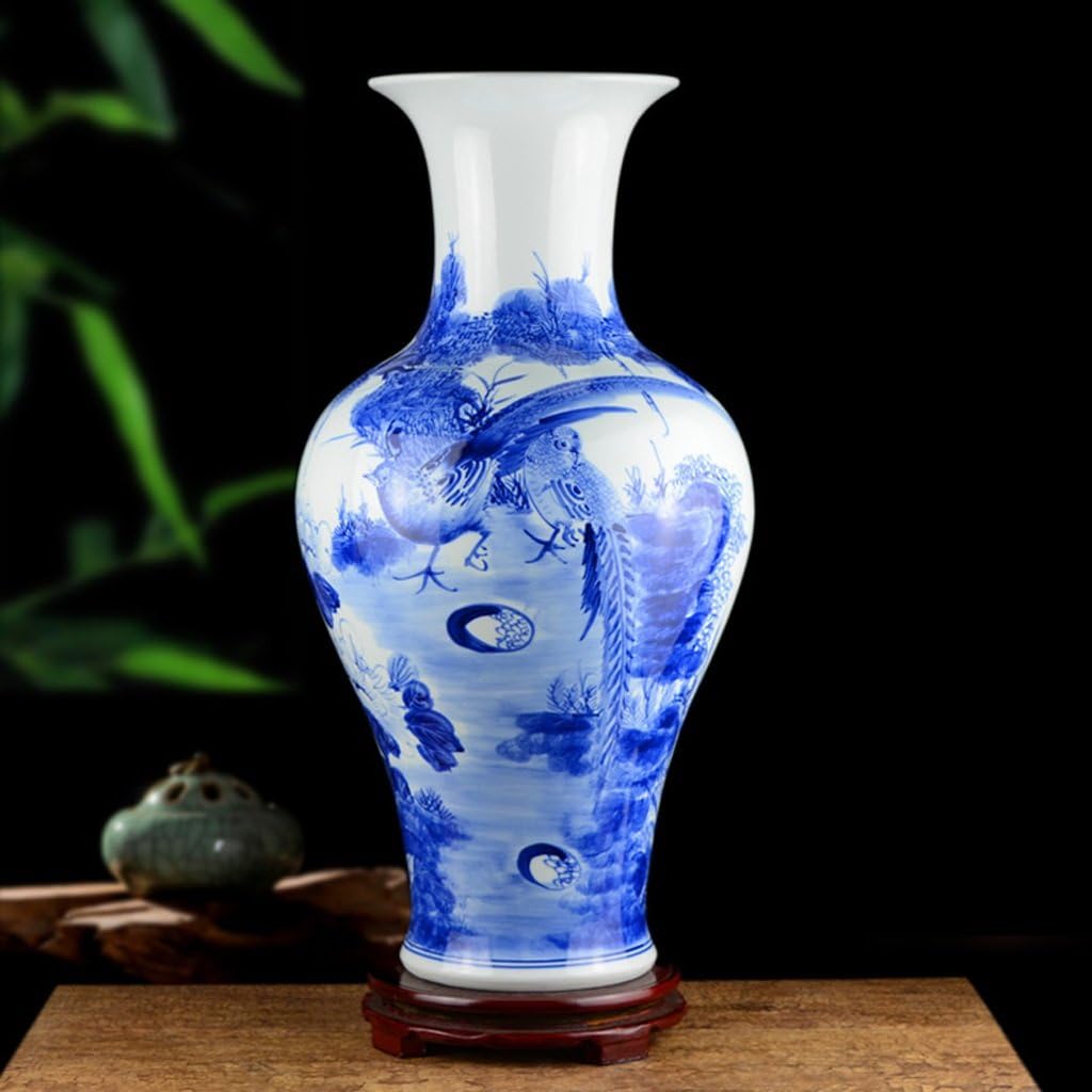 wysm Hand Painted Landscapes Blue And White Porcelain Large Vase Living Room Floor Chinese Decorations Decoration
