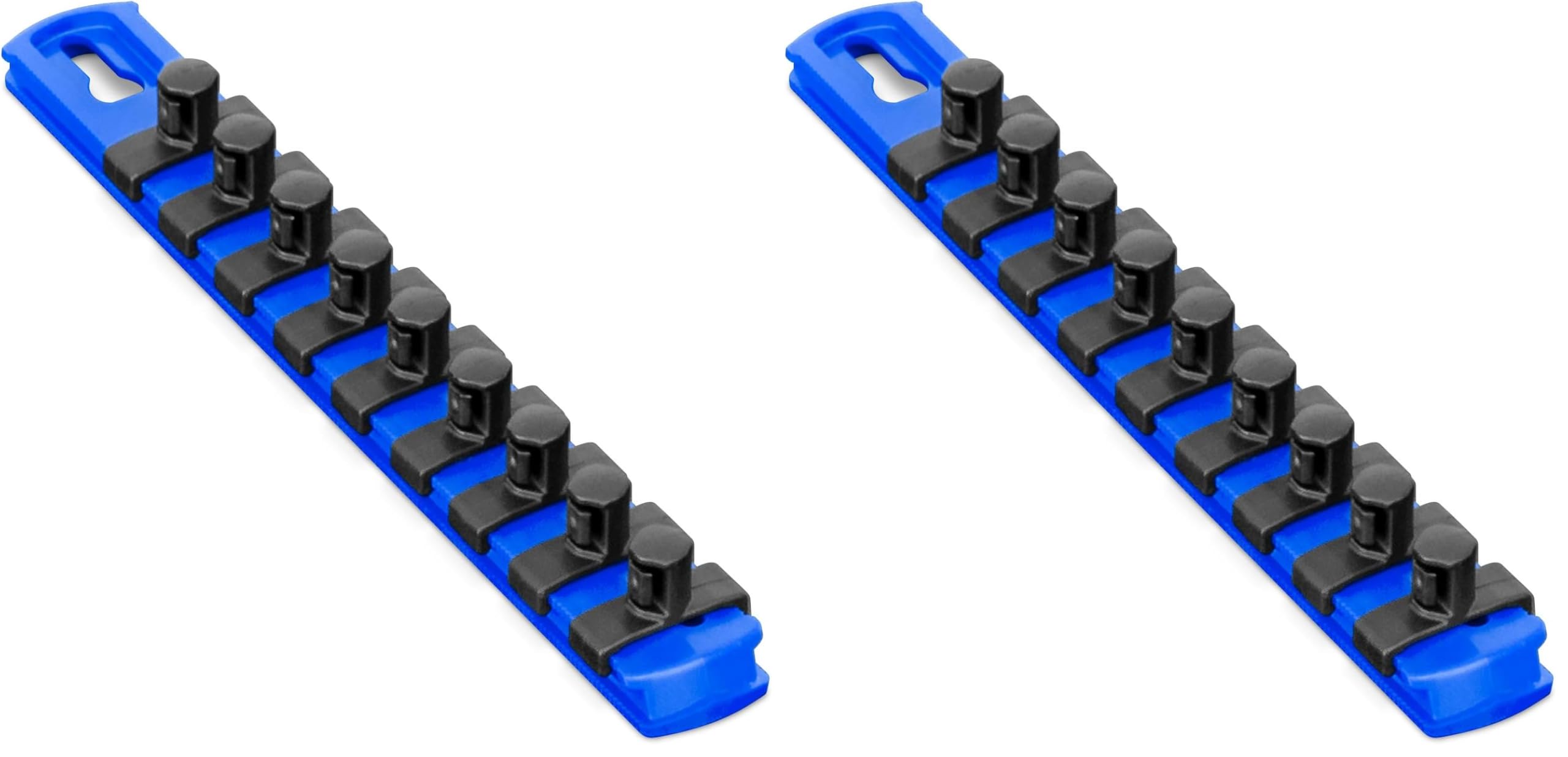 ERNST 8-Inch Magnetic Socket Organizer with 9 3/8-Inch Twist Lock Clips, Blue (8408M-Blue-3/8) (Pack of 2)