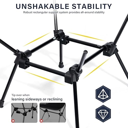 Miniatura 4 de Sillas plegables de camping, silla ligera para mochilero en diseño compacto para campamento, playa, senderismo, al aire libre, color negro