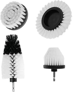 DETAILZ Drill Brush, Power Scrubber Cleaning Brush Attachment Set All Purpose Scrub Brush for Grout, Floor, Tub, Shower, Tile, Bathroom, Kitchen Surface, Detailing Car Seats and Carpet. 4PCS (White)