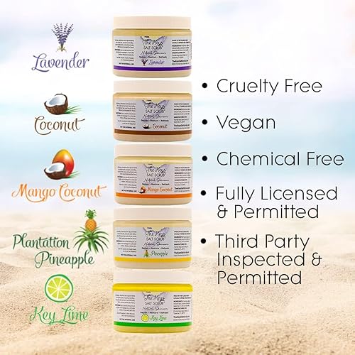 Miniatura 7 de The Keys Salt Scrub -Exfoliante de sal marina - Exfoliante corporal con cuchara de madera - Exfoliante hidratante para manos, pies, baño, (3.4 onzas