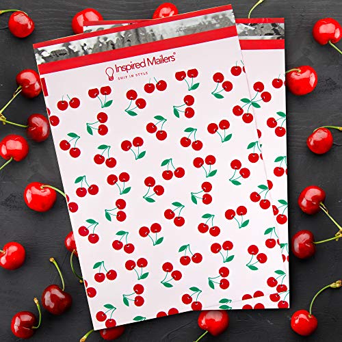 Image of Inspired Mailers - Poly Mailers 10x13-100 Pack - Cherries Print - Shipping Bags for Clothing - Large Mailing Envelopes - Shipping Envelopes - Cute Packaging Bags for Shipping