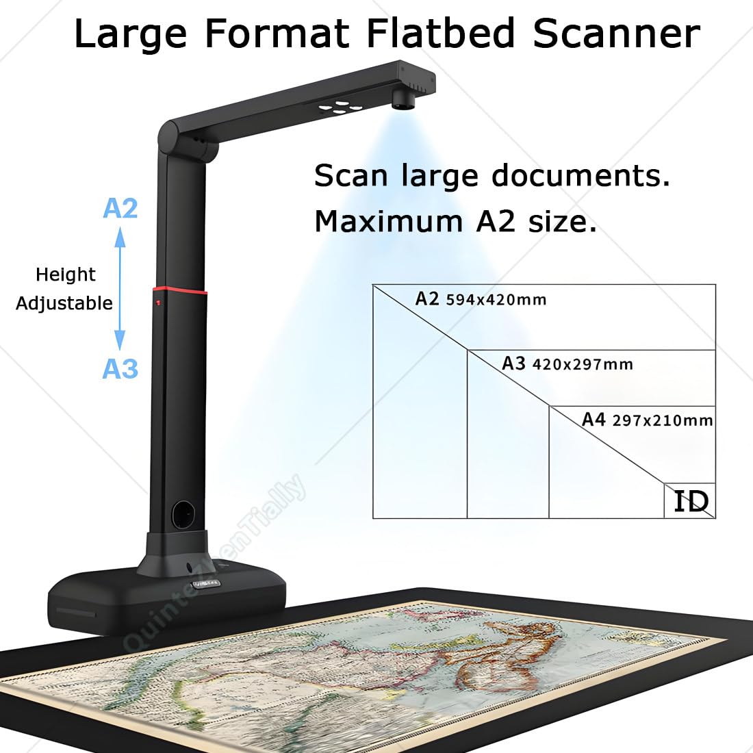 Kommerzieller Bürodokumentenscanner,23-Mp-Großformatkamera-Scanner,A2 Overhead-Scanner,mit Led-Fülllicht & Hochauflösender Kamera,Intelligenter Erkennung,für Bücher & Dokumente