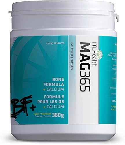 Mag365 ITL Health BF Plus - Polvo de magnesio y calcio con D3, K2, C, B6, boro, zinc y potasio  para una salud ósea óptima y apoyo inmunológico (sin