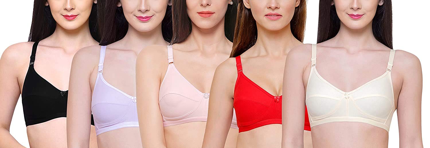 Inkurv Women's Polyester And Cotton Non-Padded Wire Free Full Coverage Bra