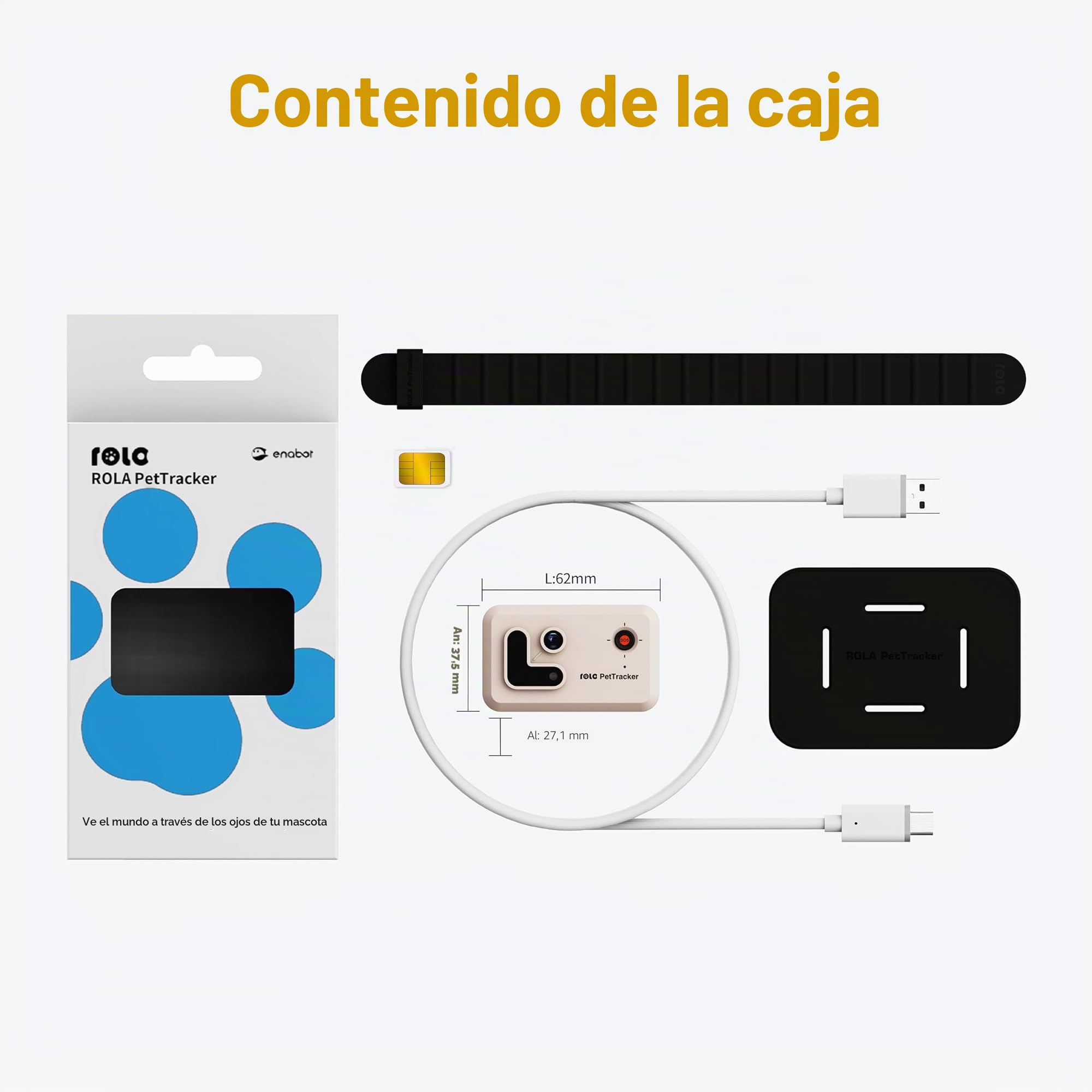 Enabot EBO ROLA PetTracker | GPS para Perros - Localizador para Perros con GPS - Rastreador de Actividad - Color Amarillo