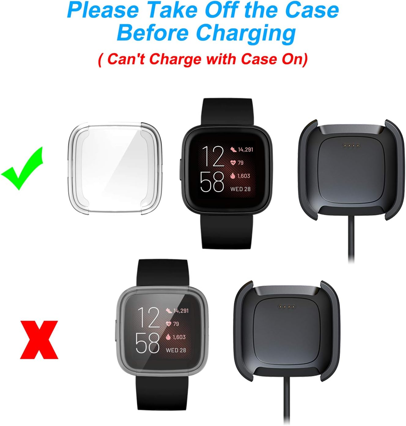Compatible for Fitbit Versa 2 Case, 3 Pack Full Body Cover Soft TPU Screen Protector Case Anti-Scratch Protective Case for Fitbit Versa 2 Smartwatch