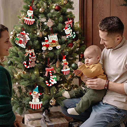 8Pcs Christmas Ornament Set Character For Christmas Tree Decorations Candy Cane, Gingerbread Man, Santa Claus, Snowman, Elf Polymer Clay Hanging Decor Pendant For Xmas Party Supplies Gifts #TOP2