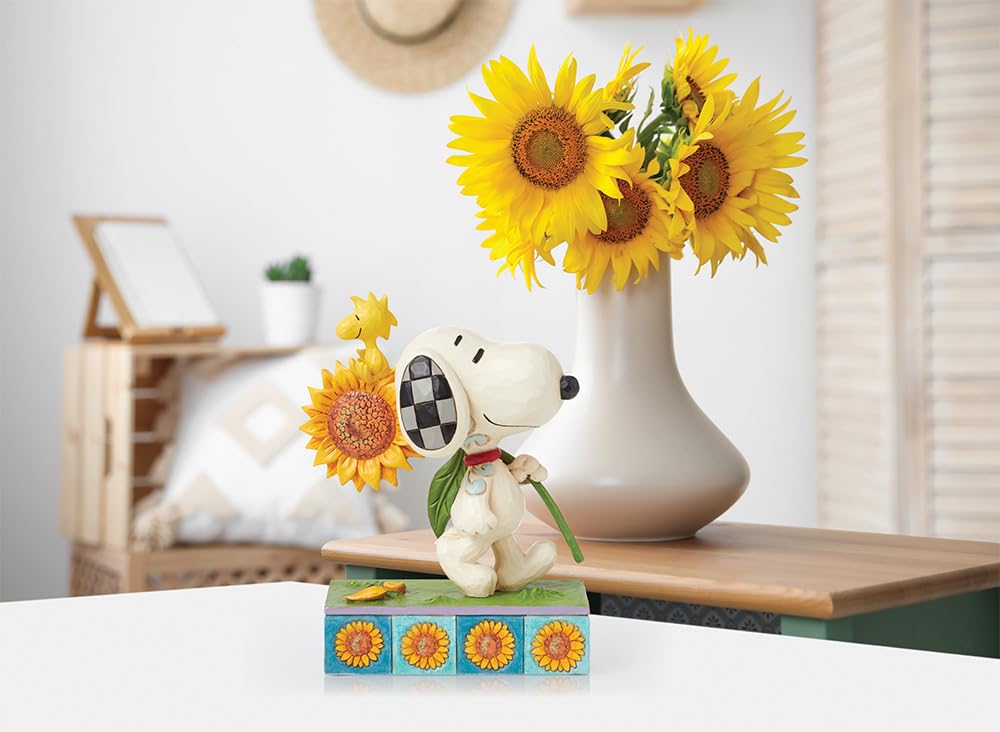 Peanuts by Jim Shore Snoopy Woodstock - Statuetta di girasole