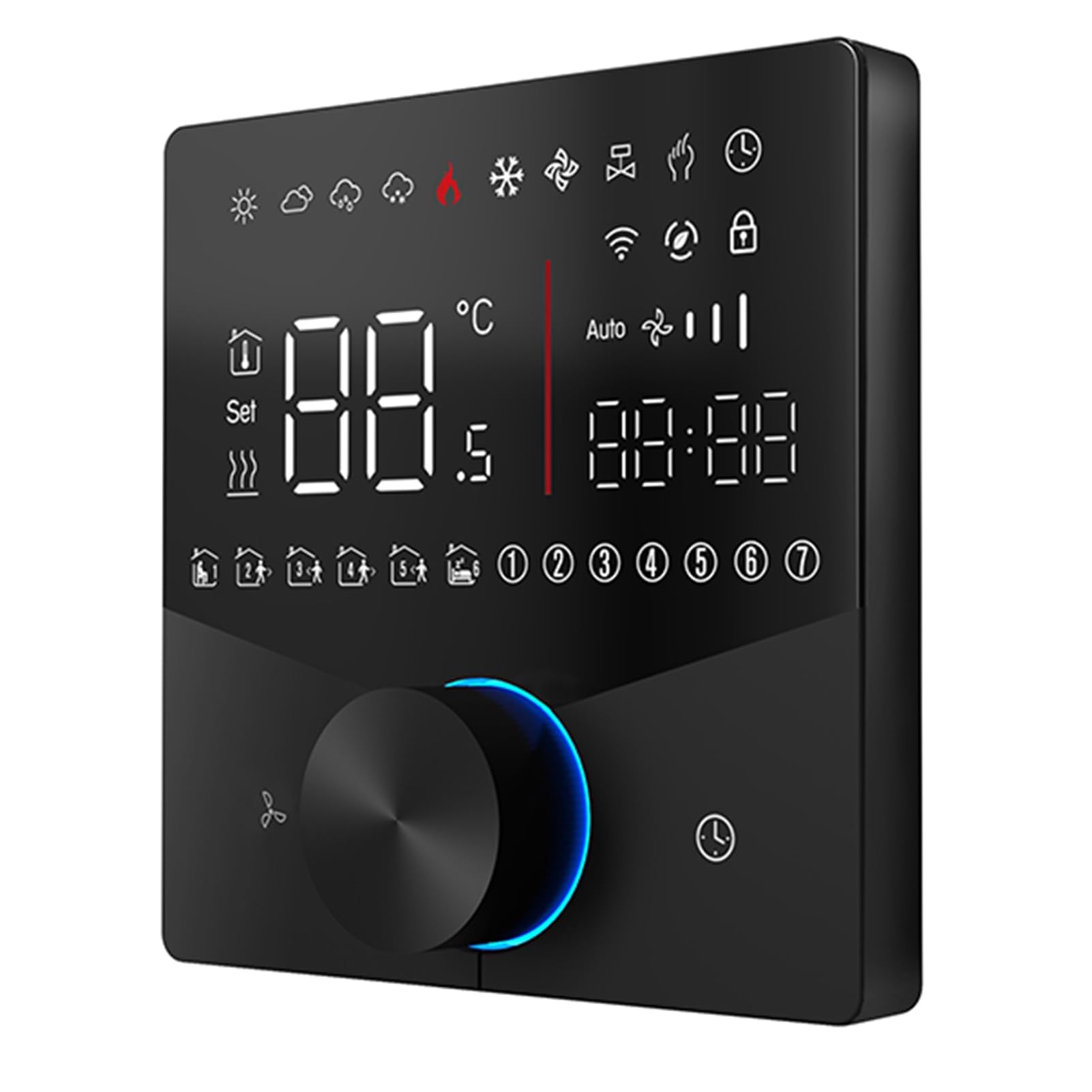 Hyuduo Inteligentny Termostat Wi-Fi do Centralnego Ogrzewania, Cienki Panel z Wyświetlaczem LED, łatwa Instalacja do Kontroli Klimatu w Domu i Biurze (BLACK)