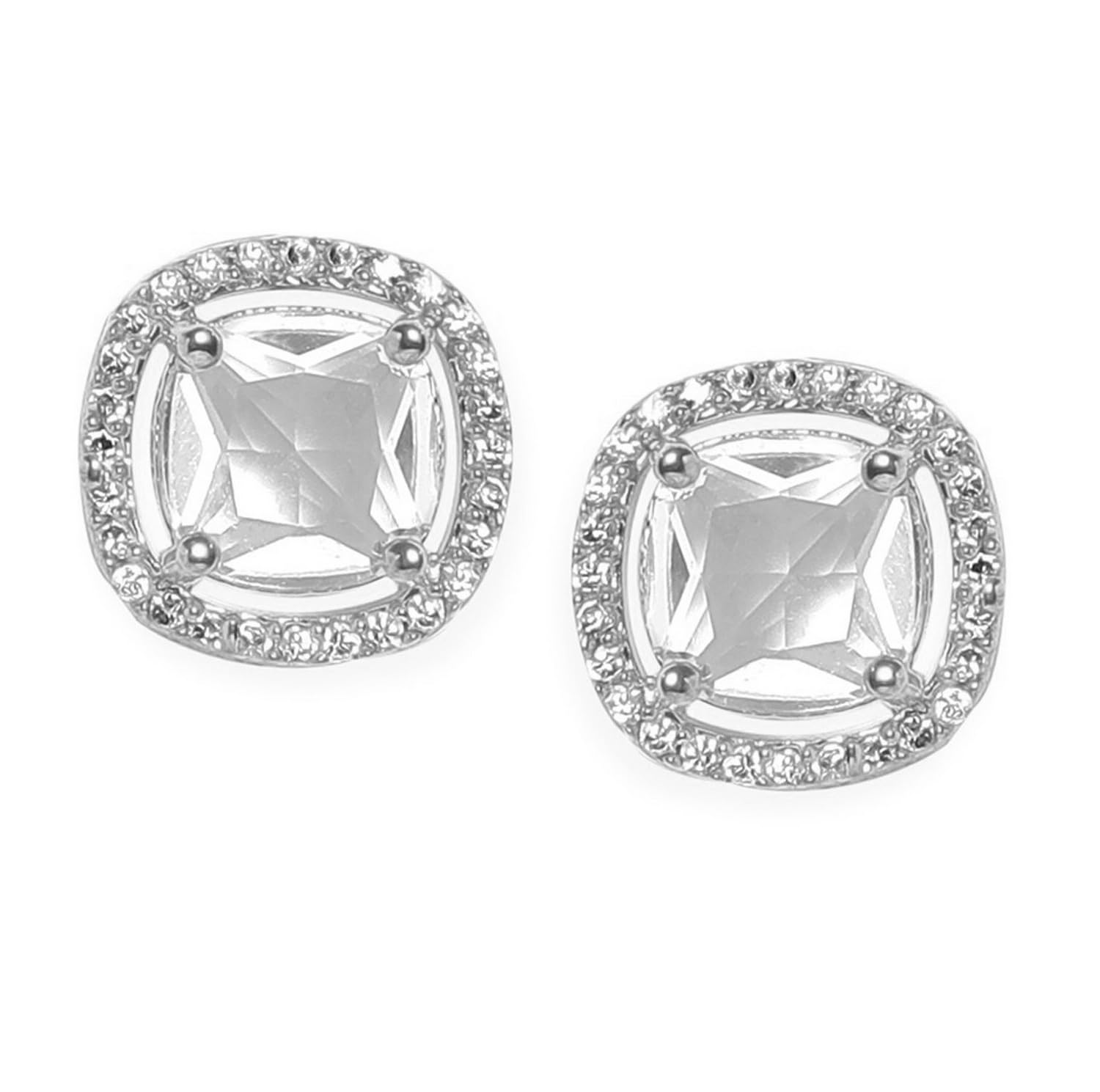 VAMA FASHIONS Trendy Silver Plated Cubic Zirconia Stone Square Stud Earrings Western Piercing Ear Studs For Women & Girls (Silver Earring Stud) (B0DHDBTK8D) Amazon Price History, Amazon Price Tracker