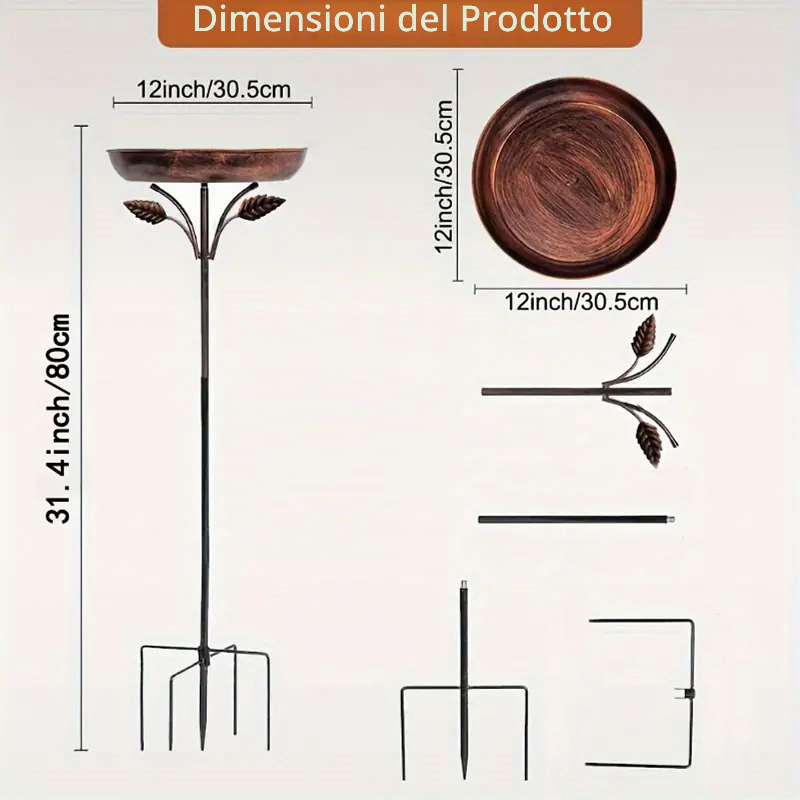 Abbeveratoio per uccelli da giardino, in metallo, per uccelli selvatici, per uccelli selvatici, per uccelli, mangiatoie, balcone, giardino