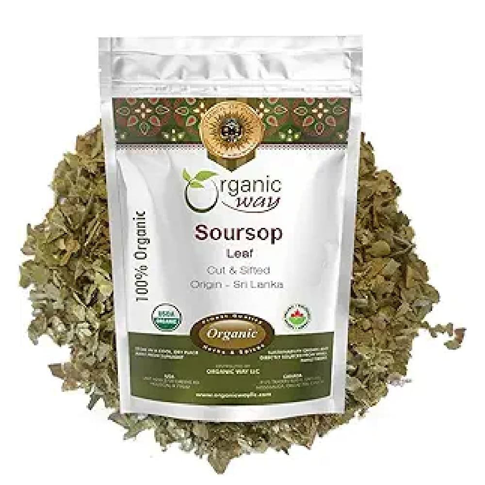 Organic Way Dried Soursop Leaf Coarse Cut (Annona Muricata) - Herbal Tea | Vegan, Non GMO & Gluten Free | Resealable Bag | 100% Raw from Sri Lanka (2 Ounces)USDA Organic