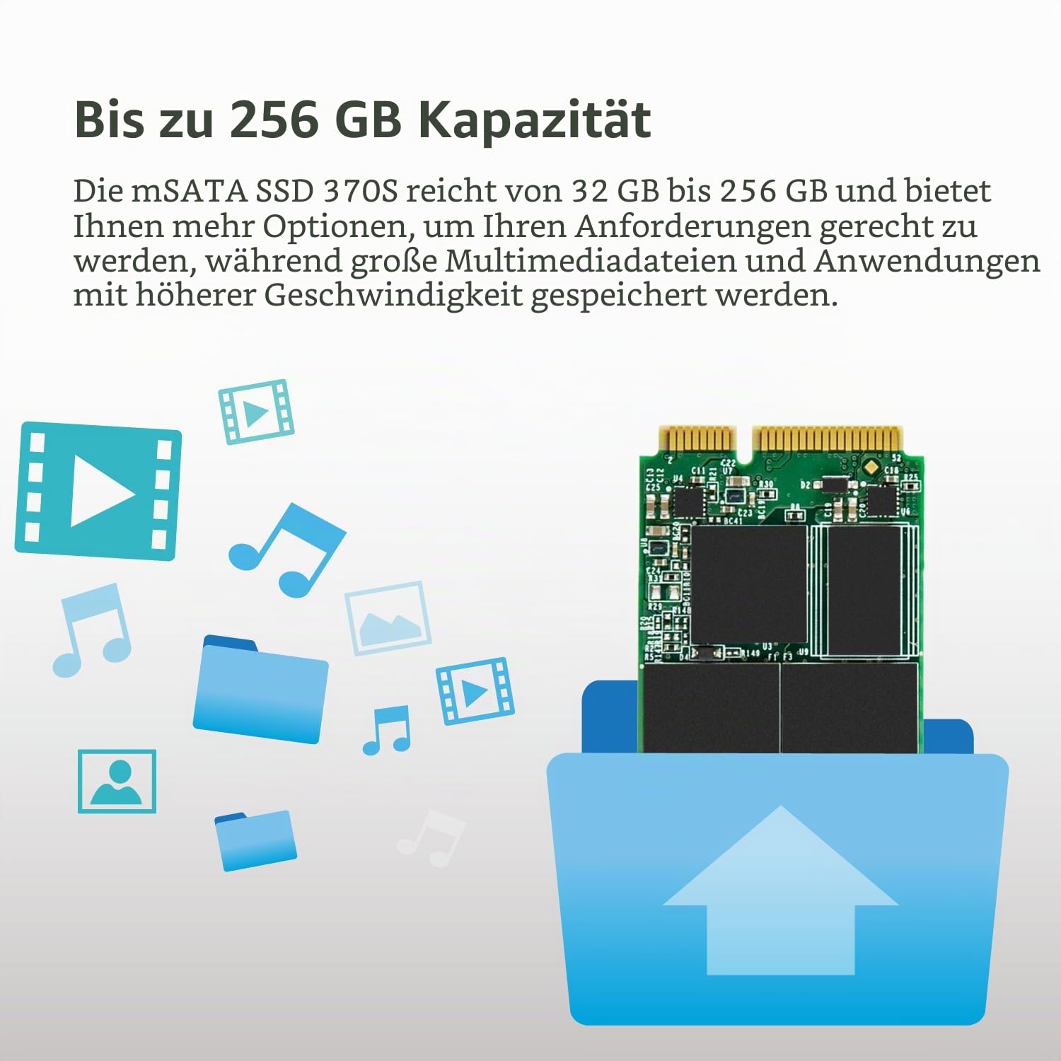 Transcend MSA370S 64GB mSATA SATA III, MLC NAND, with Dram, Bis zu 520/100 mb/s, Interne SSD für Mini-PC, NUC und Embedded-Systeme