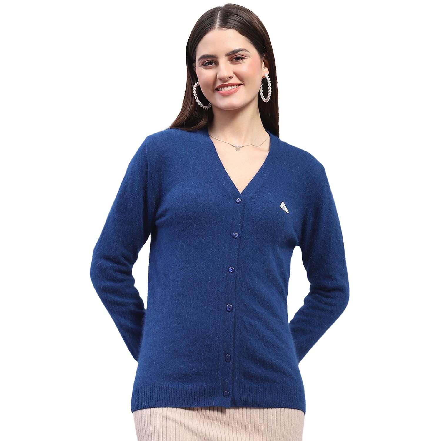 Womens Solid V Neck Full Sleeve Wool Blend Casual Sweater (1230739VN)-image-22