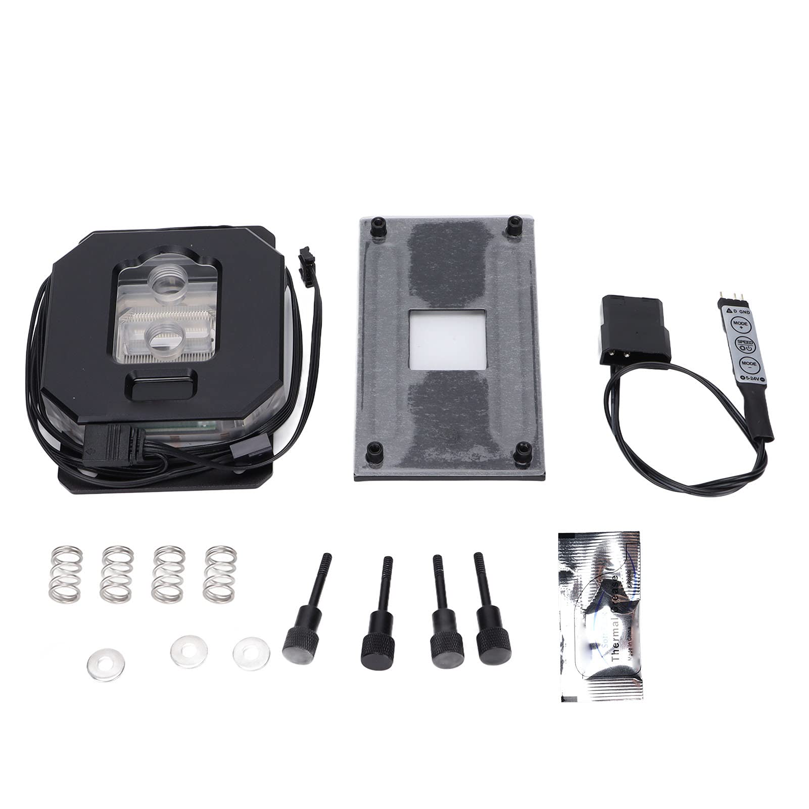 Raffreddatore ad acqua per CPU con display digitale della temperatura, raffreddatore liquido per CPU per AM2 AM3, blocco di raffreddamento per PC con illuminazione RGB e controllo (Nera)