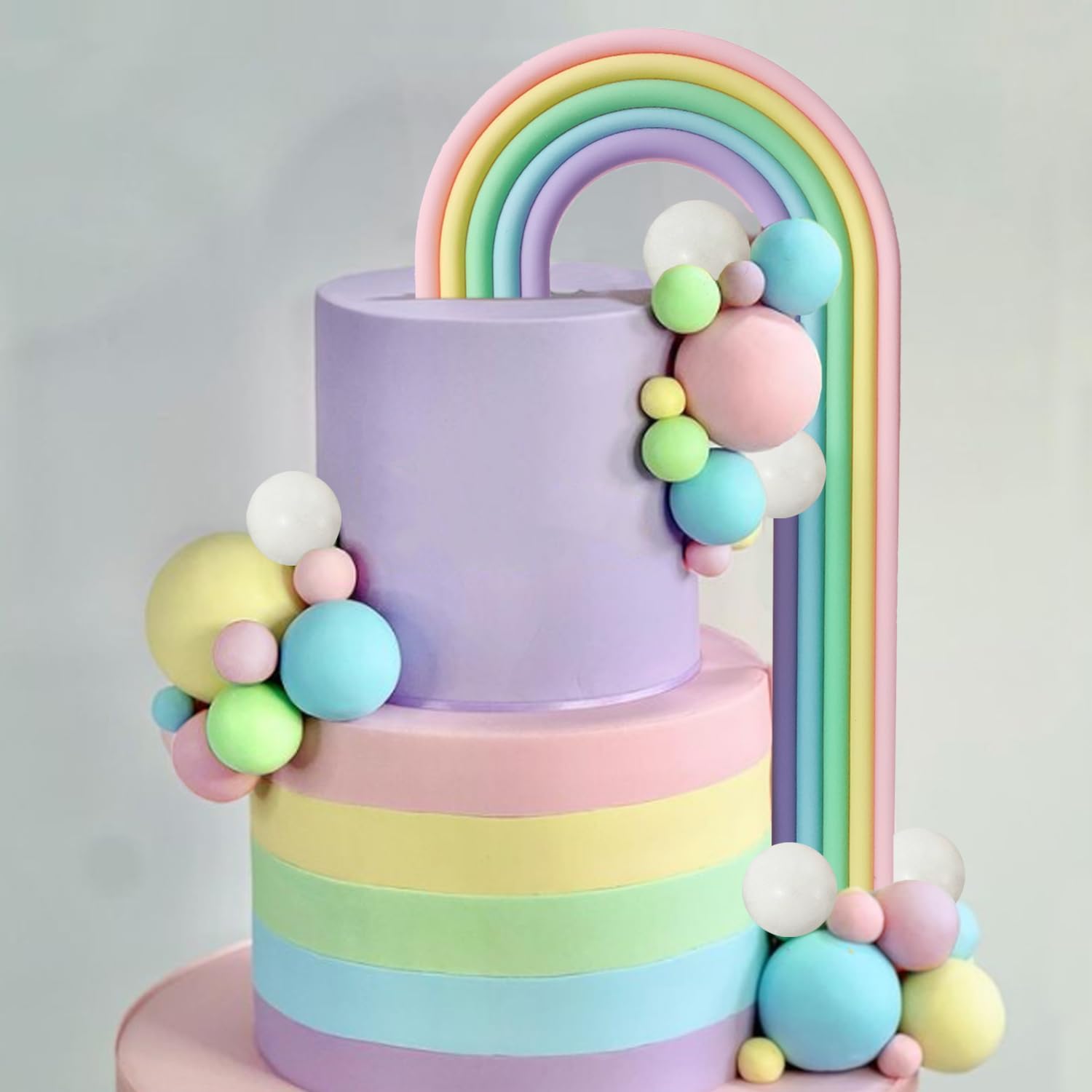 Torta Decorazioni Arcobaleno, 28 Pezzi Cake Topper, Palline Decorative per Feste (A)