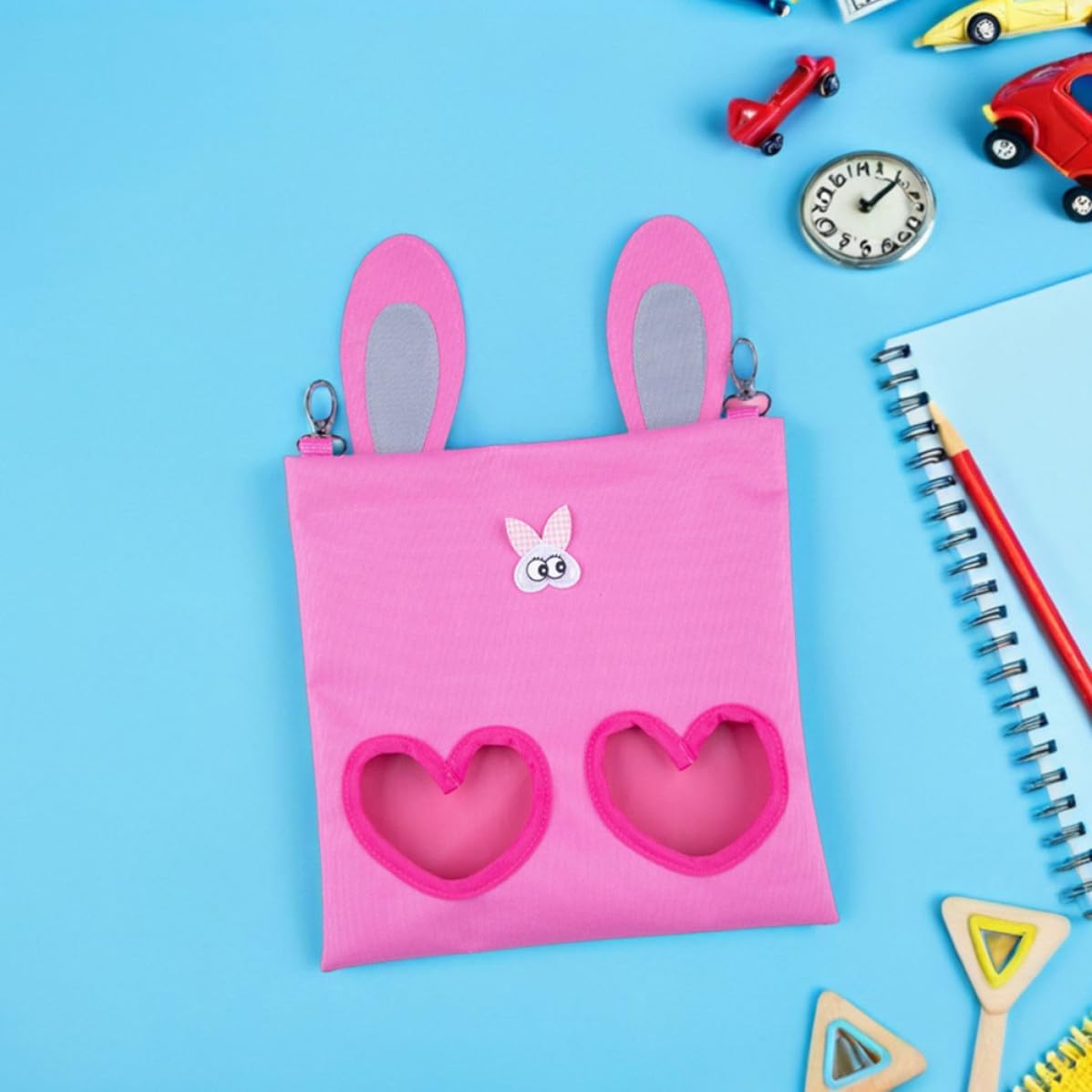 2pcs Hanging Hay Bag Feeder for Small Animals with Cute Bunny Design, Large Capacity Cloth and Metal Hay Dispenser Encouraging Natural Feeding Habits, for Rabbits, Hamsters, image 4
