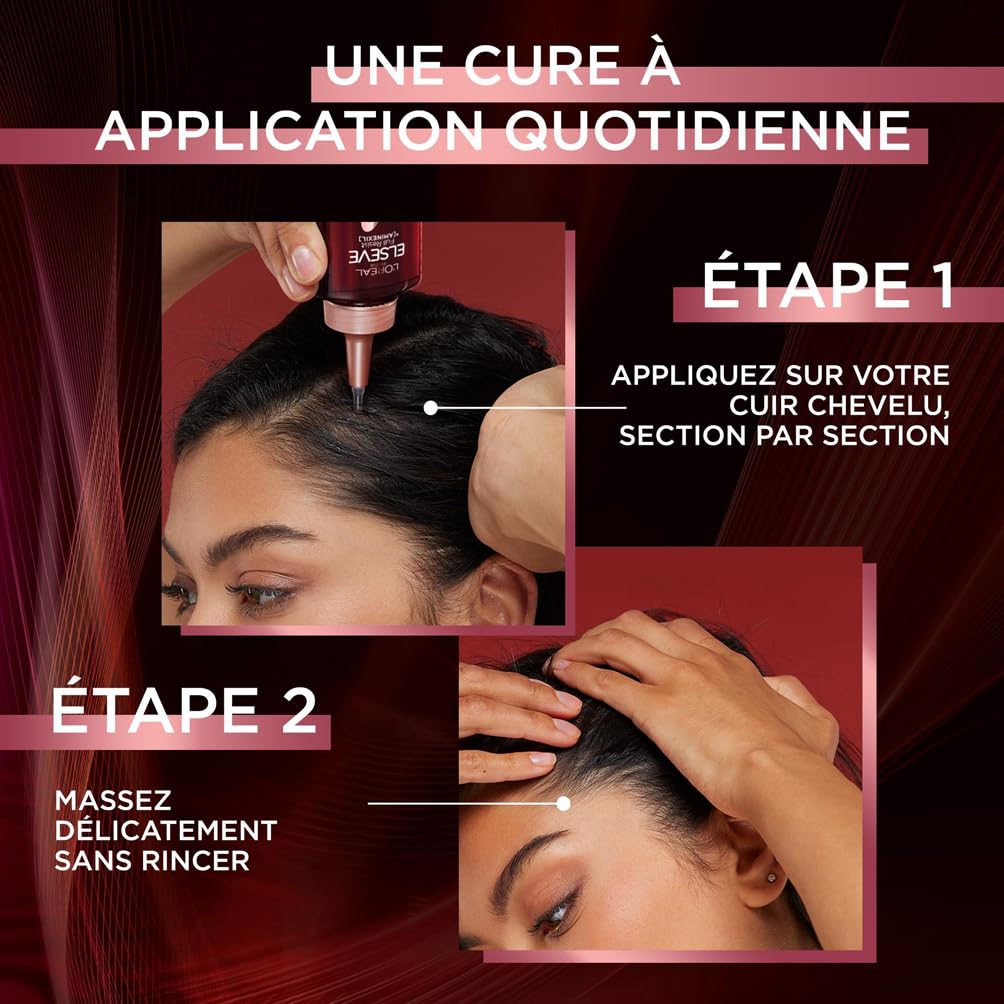 L'Oréal Paris - la Cure Anti-Chute Full Resist - Aminexil + Caféine + Arginine - Sérum - Pour Cheveux Fragiles, Perte de Cheveux - Longueurs Renforcées, Cuir Chevelu Moins Visible - Elsève - Lot de 3