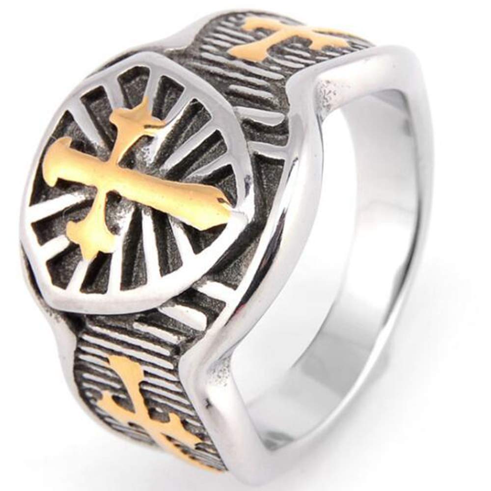 Jude Jewelers Stainless Steel Crusader Sword Cross Medieval Shield Ring