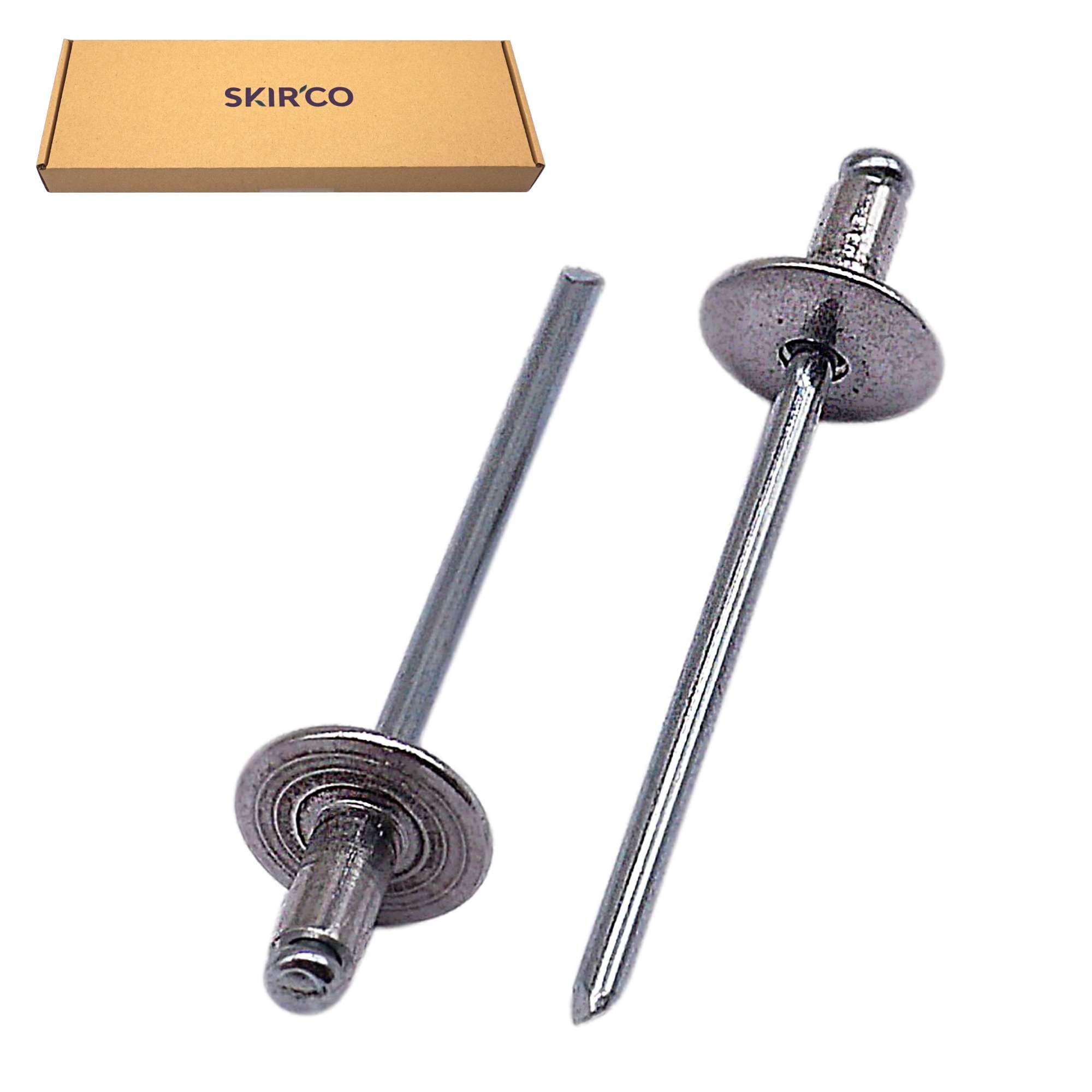 SKIR'CO (500 szt.) Duże aluminiowe nity zrywalne 3,2 x 8 mm, trzpień stalowy, aluminiowe nity zrywalne
