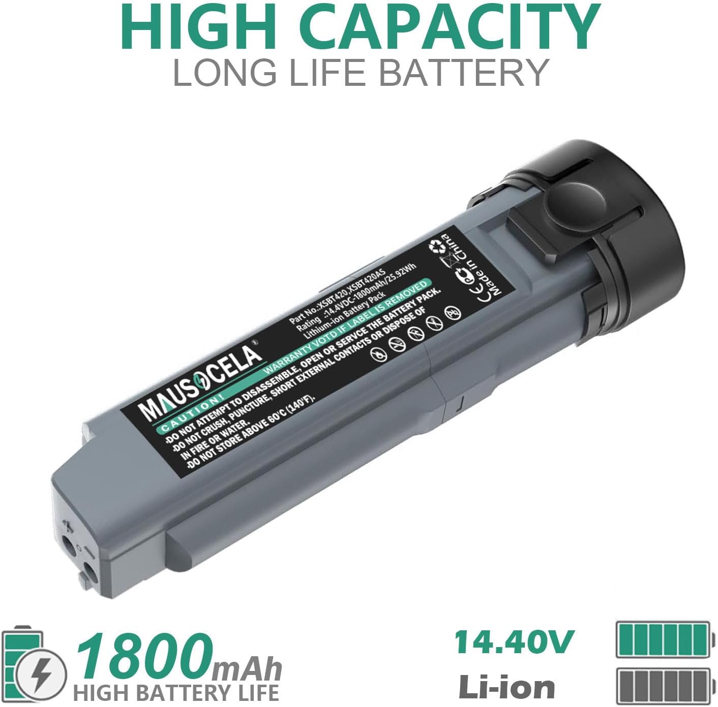 1800mAh XSBT420 Replacement Battery, Compatible wiith Shark WS640, WS640AE, WS642, WS642AE, WV401BL, WV401PK, WV403BR Cordless Vacuum Cleaner Battery