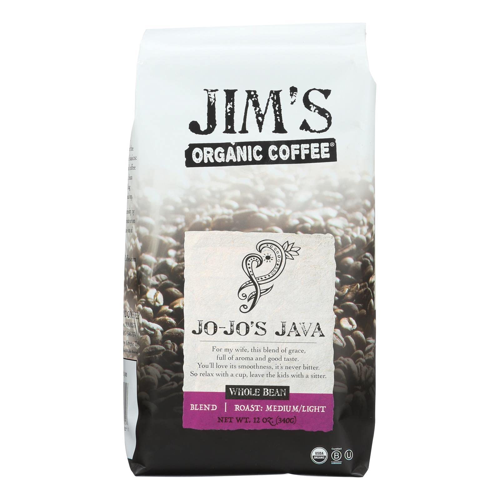 Jim's Organic CoffeeJo-Jo`S Java 12 Oz -Pack of 66USDA Organic