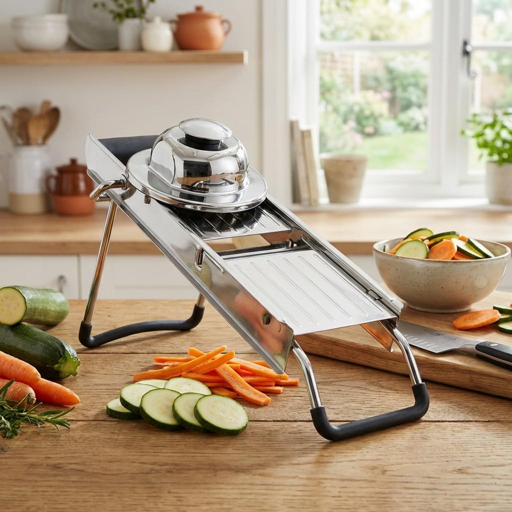 Suinga Mandolina 5 Cuchillas Acero Inoxidable 14x42x10 cm | Cortador de Cocina para Verduras y Frutas